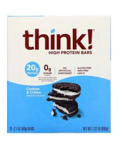 Think Protein Bar 10Pack Barras de Proteina 0g Azucar - Cookies And Cream