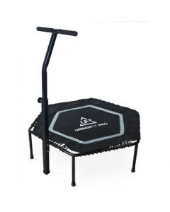 Trampolin Hexagonal Con Barra Agarradera Fitness Ejercicio Gym Workout-Rojo - negro