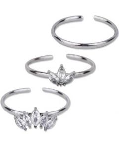 LuckyLy Set Anillos de Mujer con Zirconia Cúbica, Ajustables, Erin - 7