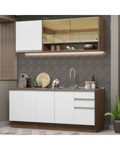 Cocina Integral 180cm Marrón/Blanco Glamy Madesa 06 - Marron/Blanco