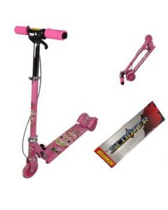 Patin del Diablo Scooter Tres Llantas con Luz y Freno de Mano Rosa - Rosa