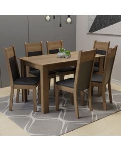 Madesa Juego Comedor Mesa Madera + 6 Sillas Medelin Rústico/Negro