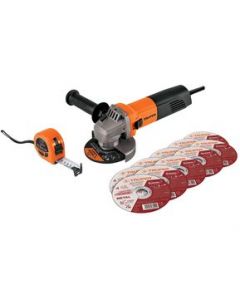 Esmeriladora 4-1/2" 700 W, 10 discos y flexómetro